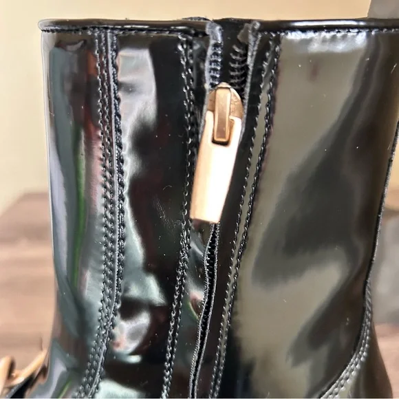 Steve Madden Loreen Black Patent Faux Leather Boots,  Size 7 - Picture 5 of 8